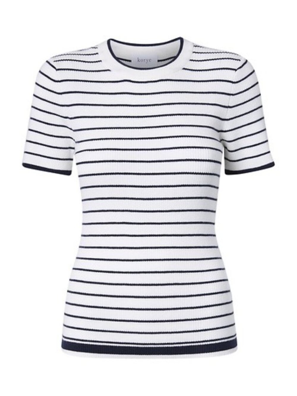 KORYE Women's Striped Sweater Top Size L in White/Navy (Dirty)